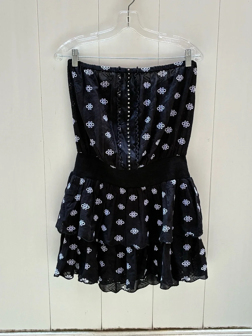 Ramy Brook Rita Black Printed Tiered Mini Skirt Cover Up